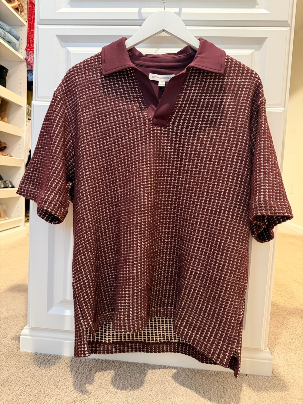 Banana Republic Burgundy Waffle Knit Polo